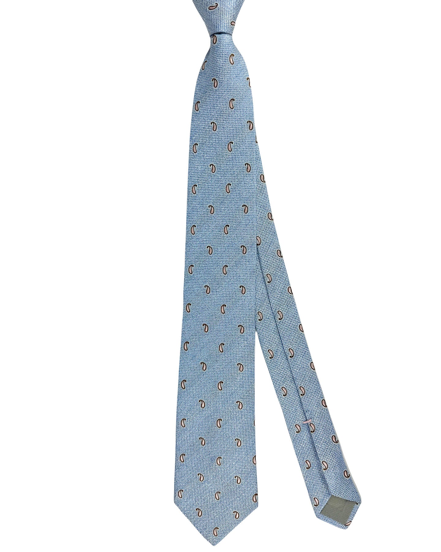 Luigi Borrelli Silk Tie Blue Silver Mini Paisley