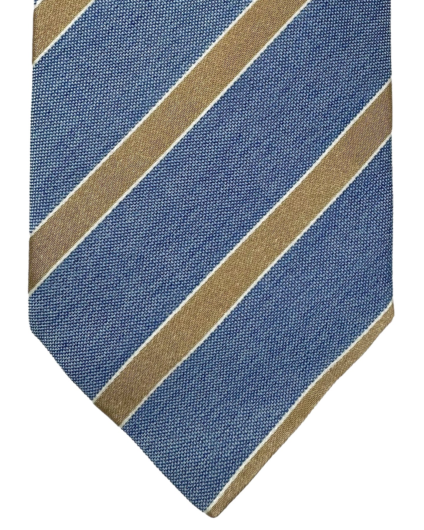 Luigi Borrelli Silk Tie Blue Taupe Stripes