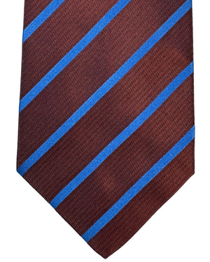 Luigi Borrelli Silk Tie Maroon Royal Blue Stripes