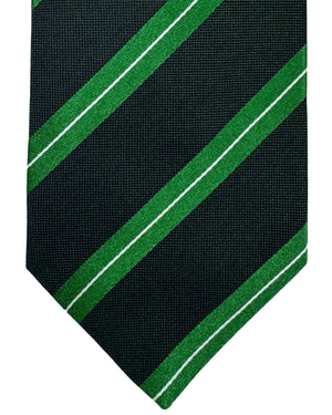 Luigi Borrelli Silk Tie Green Stripes