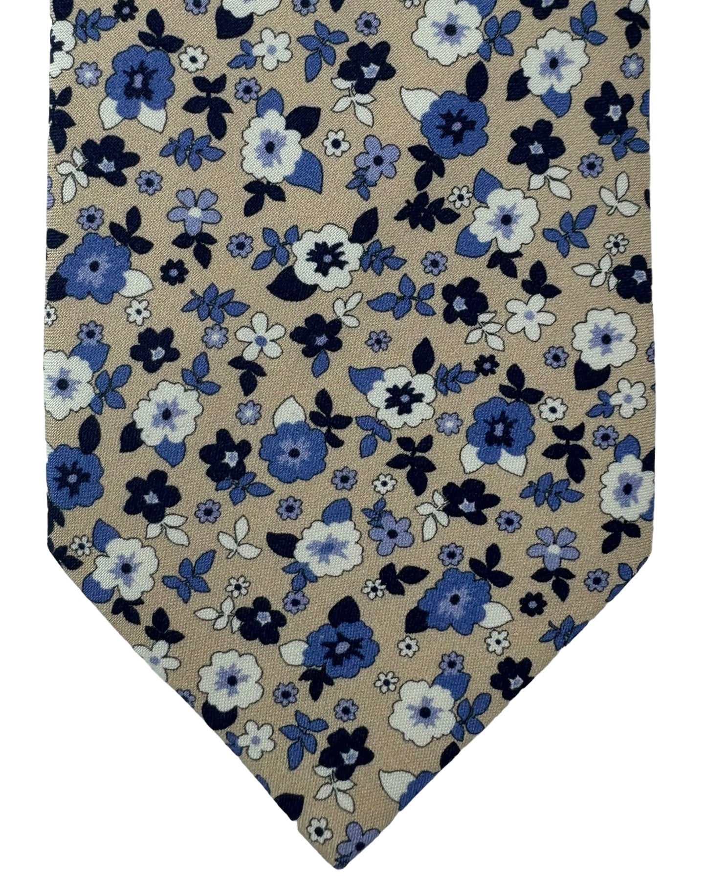 Luigi Borrelli Silk Tie Taupe Lilac Floral