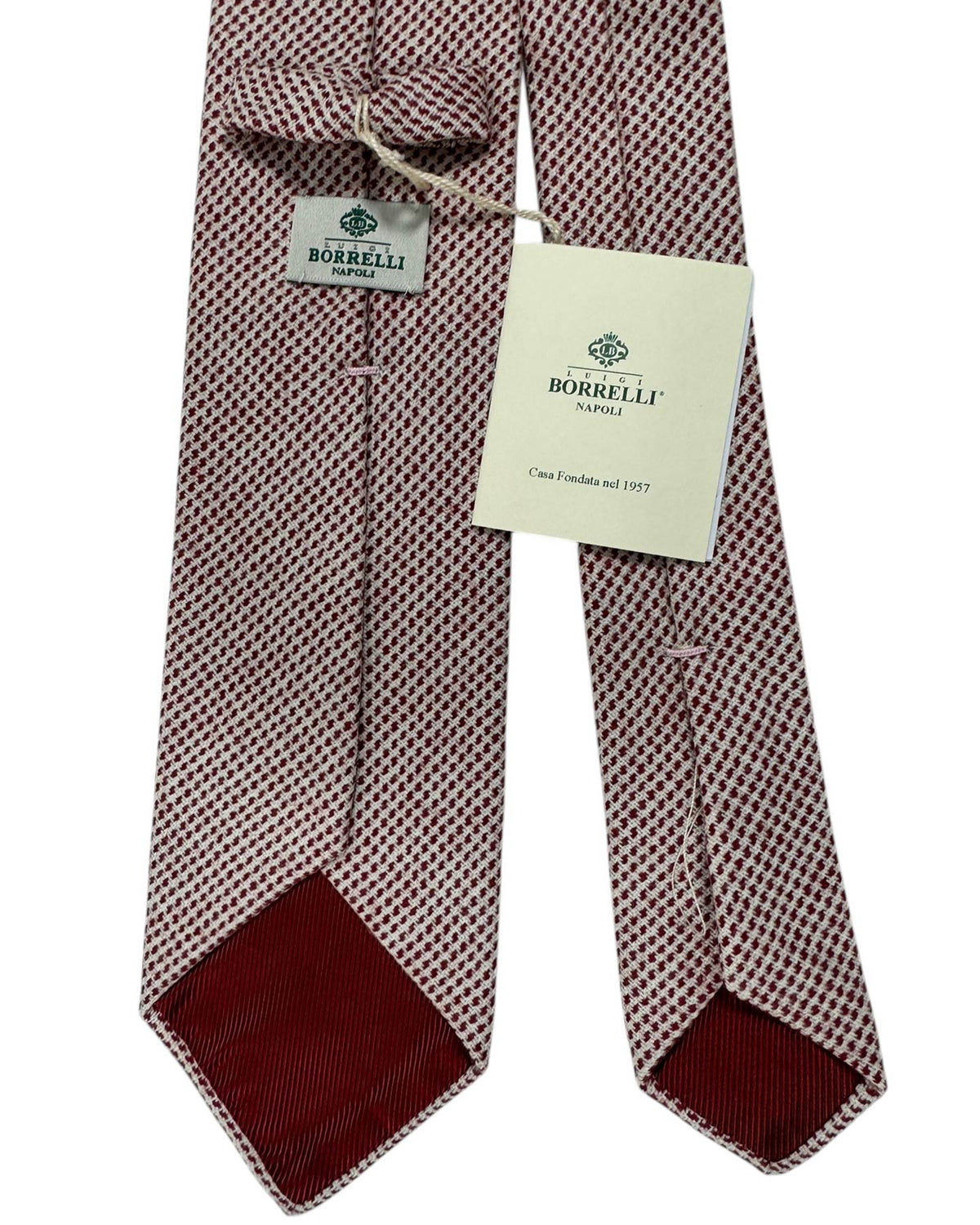 Luigi Borrelli Wool Tie Bordeaux Pattern SALE
