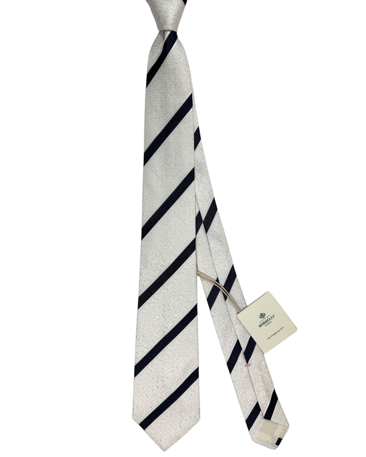 Luigi Borrelli Tie Silver Black Stripes SALE