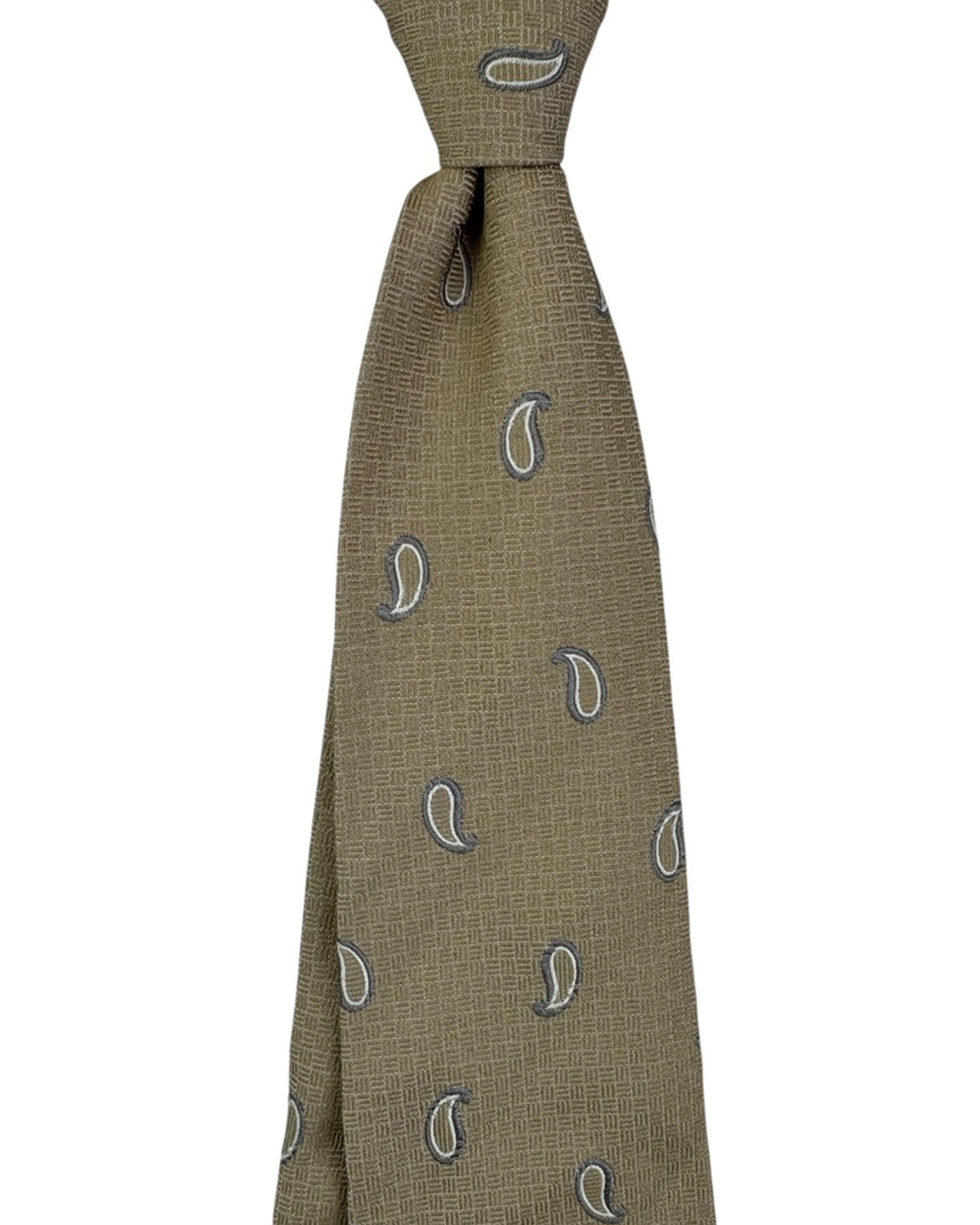 Luigi Borrelli Unlined Tie Taupe Gray Paisley SALE