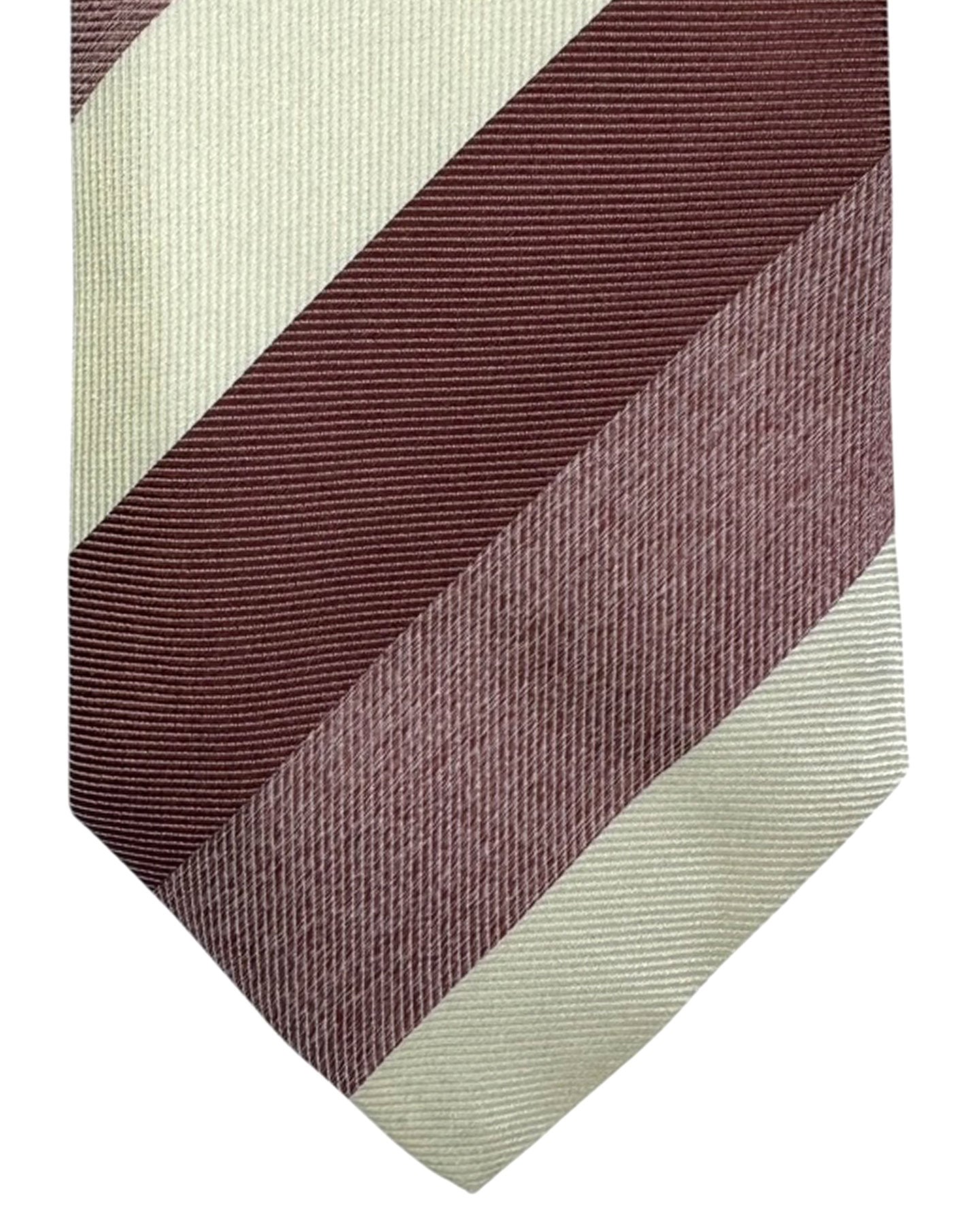 Borrelli Tie Maroon White Stripes
