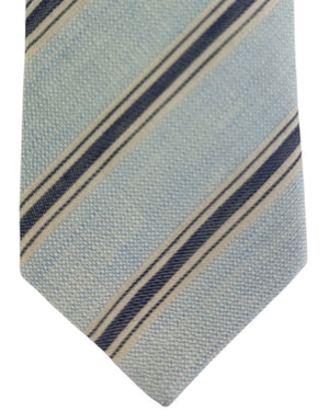 Luigi Borrelli Tie Sky Blue Navy Stripes Design