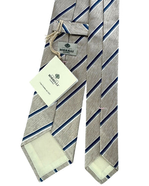 Luigi Borrelli Oatmeal Navy Silver Stripes SALE