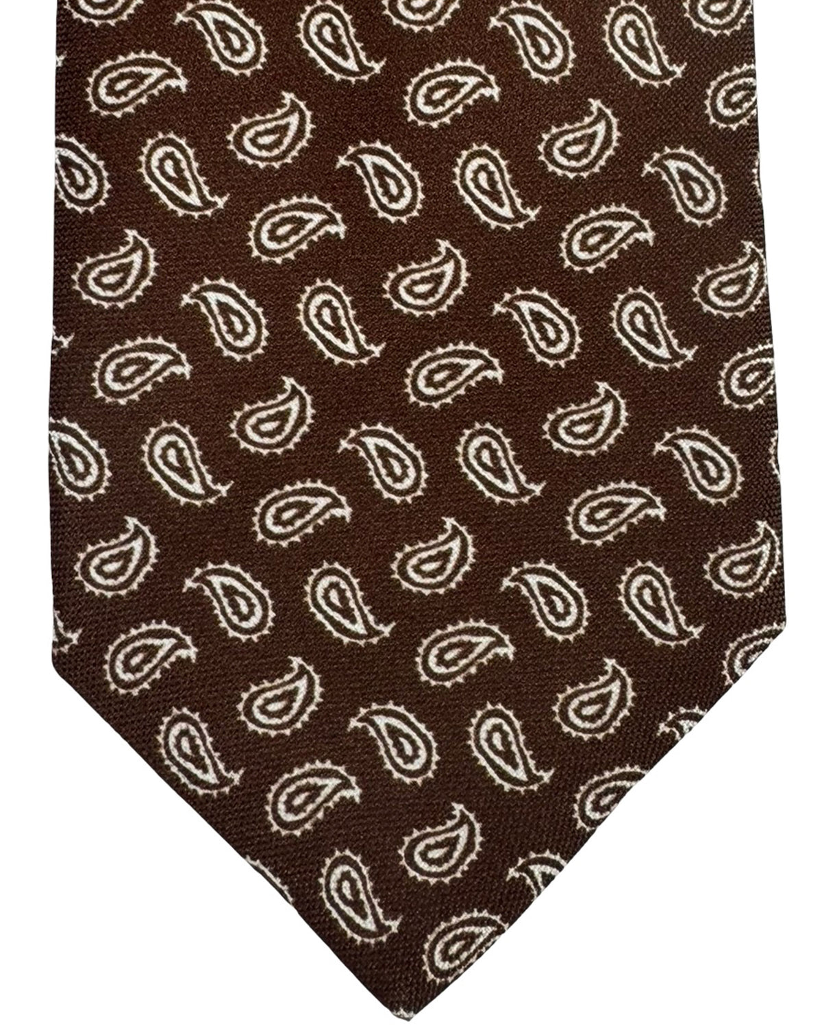 Borrelli Silk Tie Brown White Paisley