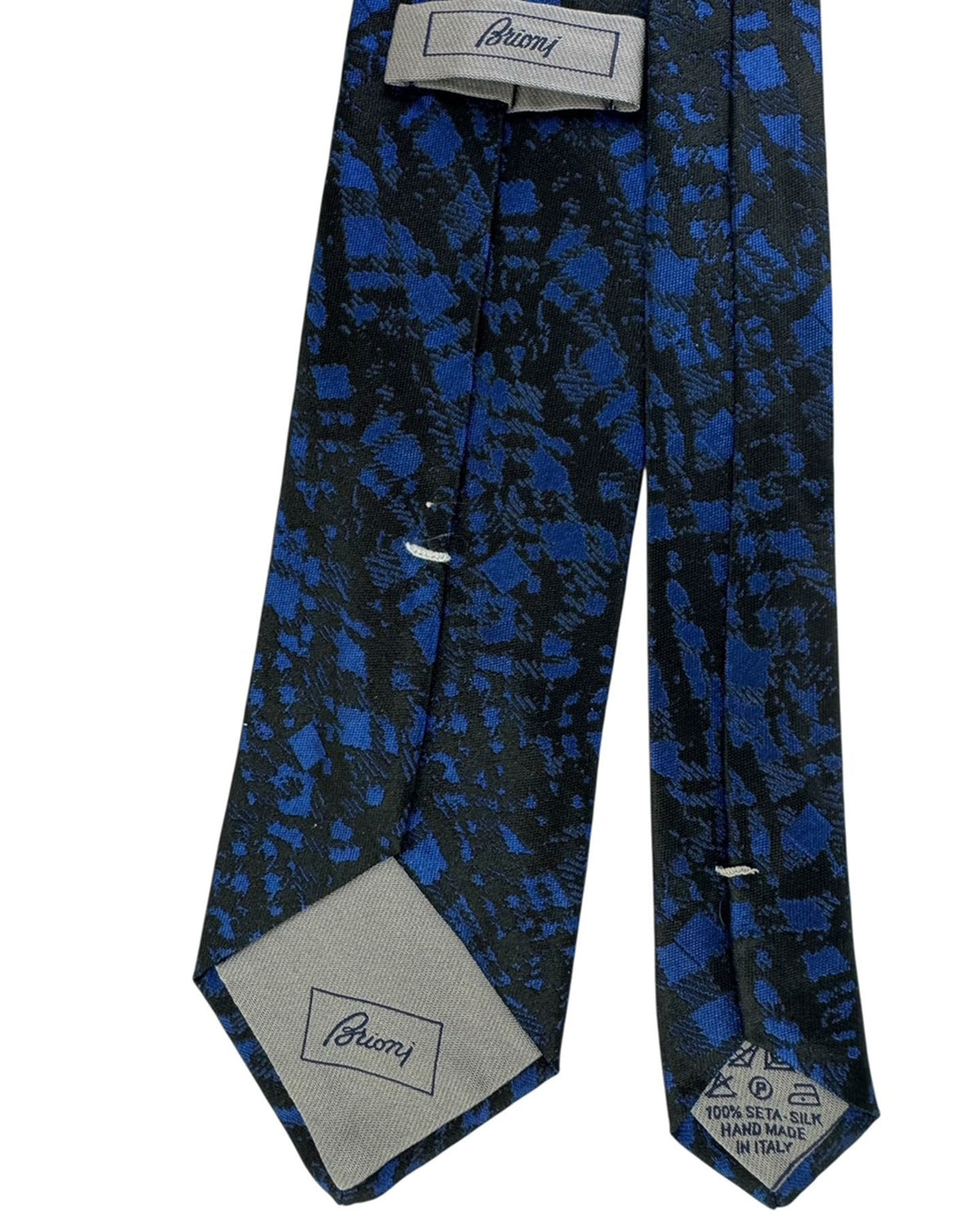 Brioni Silk Tie Blue And Black Abstract Jacquard