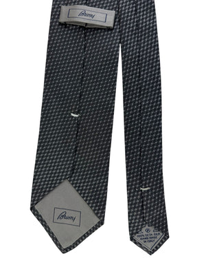 Brioni Silk Tie Charcoal Gray Geometric Texture