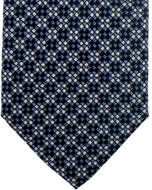 Brioni Silk Tie Black & Blue Diamond Lattice