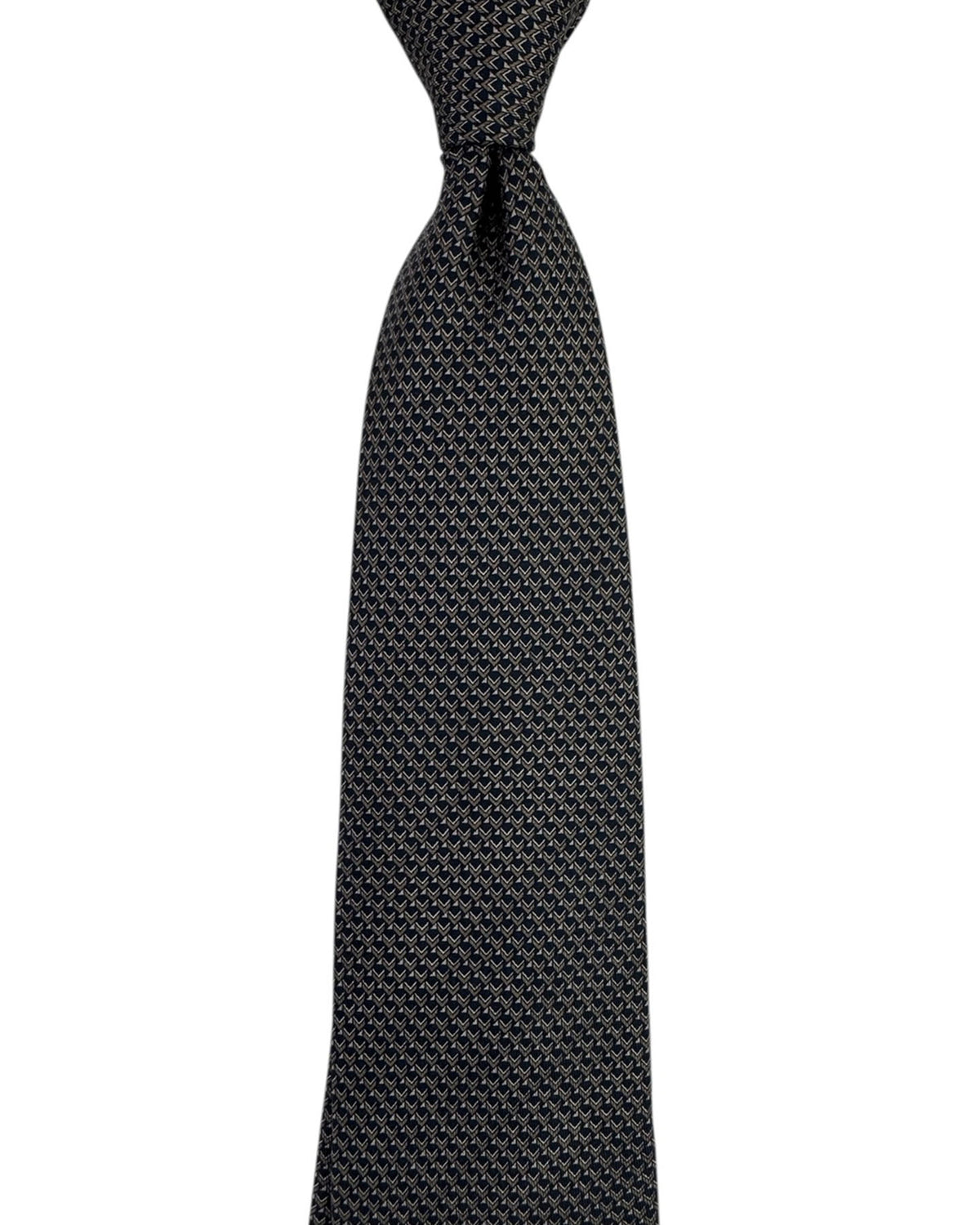 Brioni Silk Tie Dark Blue Brown Gray Design