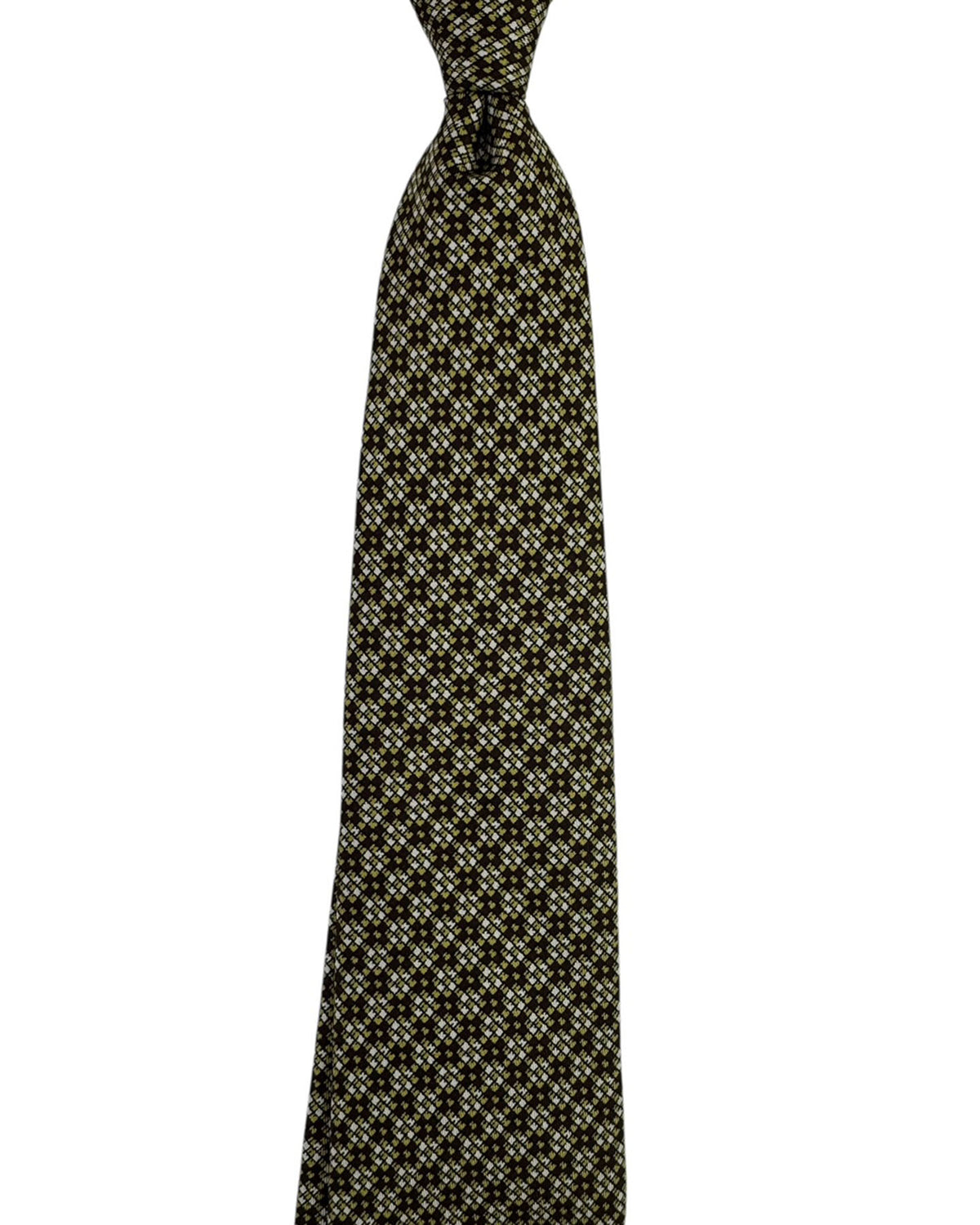 Brioni Silk Tie Dark Brown Olive Silver