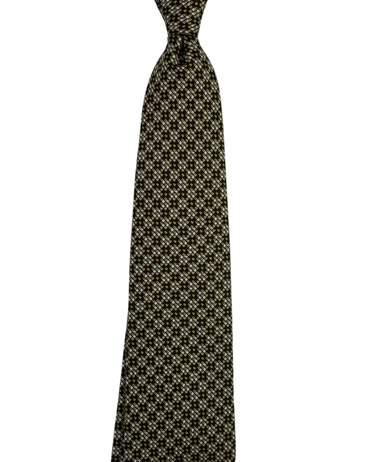 Brioni Silk Tie Dark Brown Olive Silver
