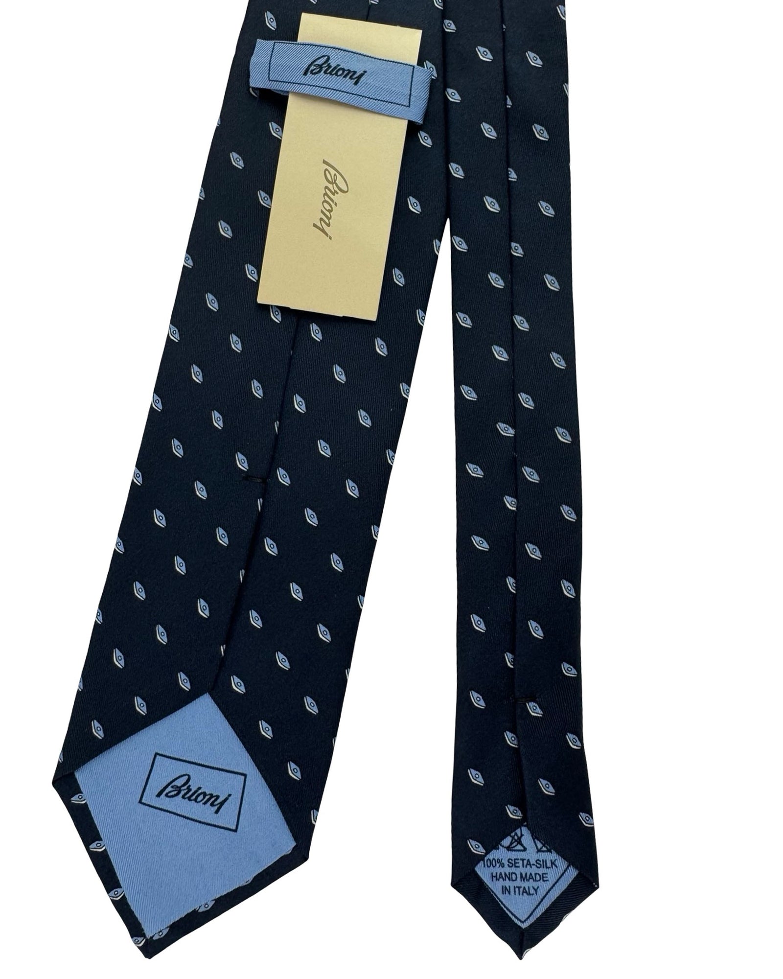Brioni Silk Tie Navy Blue Pattern