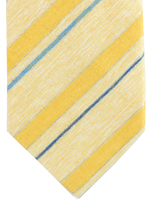 Brioni Linen Silk Tie Yellow Stripes