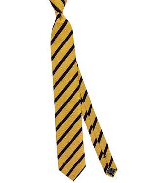 Brioni Silk tie Mustard Navy Maroon Regimental Stripes SALE