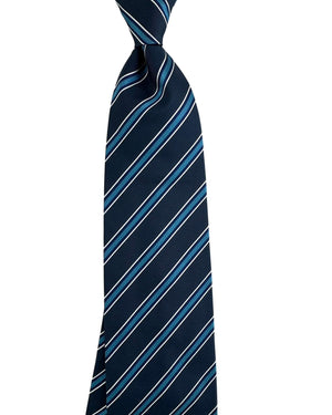 Brioni Silk Tie Navy Blue Silver Stripes