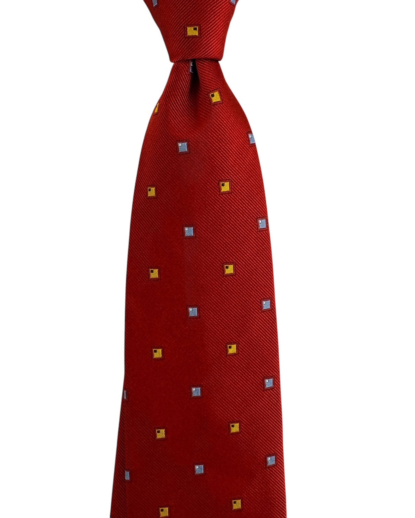 Brioni Silk Tie Red Design Orange Blue