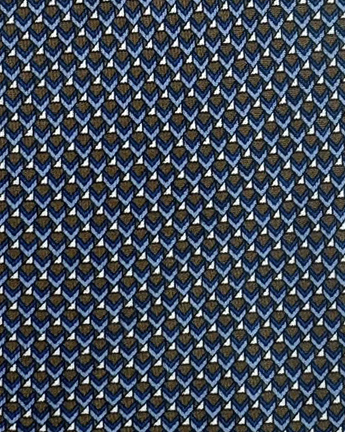 Brioni Silk Tie Midnight Blue Brown Micro Geometric
