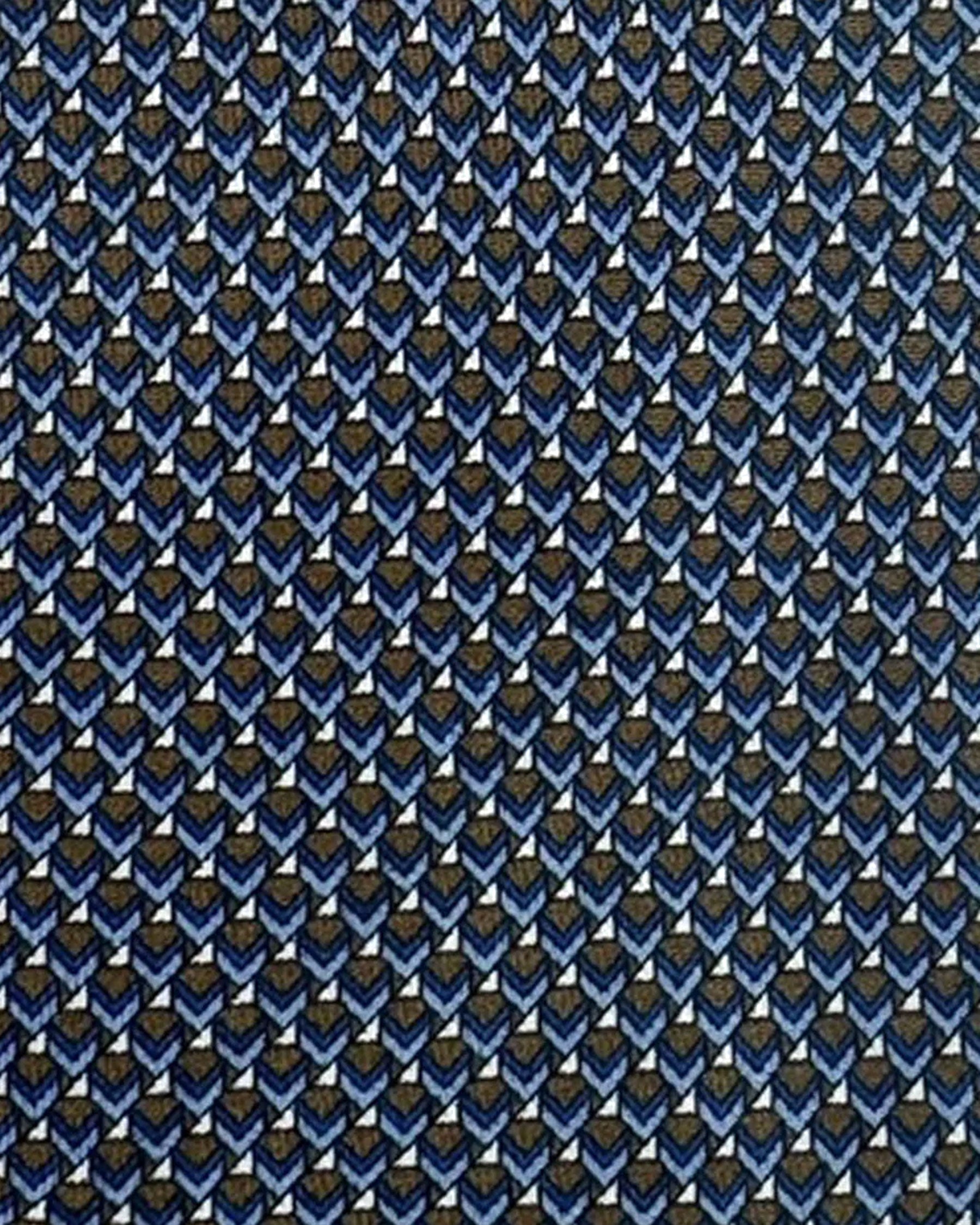 Brioni Silk Tie Midnight Blue Brown Micro Geometric