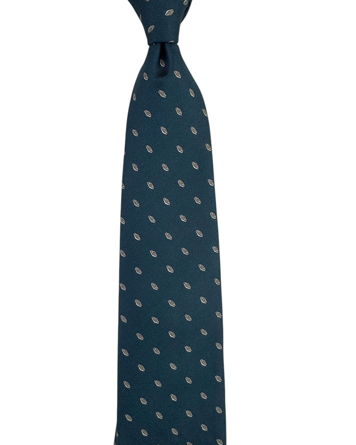 Brioni Silk Tie Midnight Blue Taupe Silver Geometric diamonds