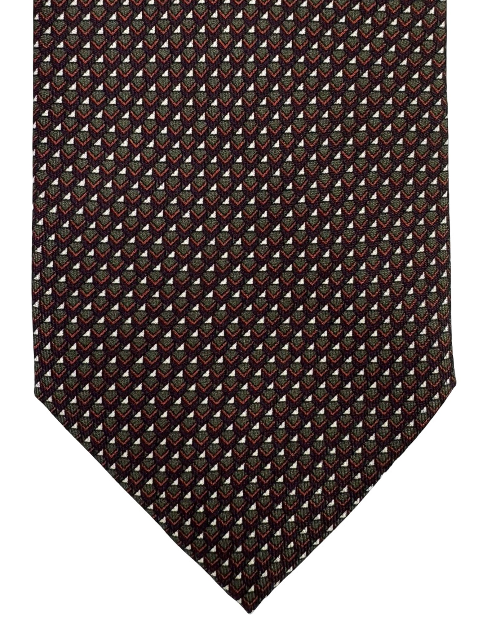 Brioni Tie Brown Gray Micro Design