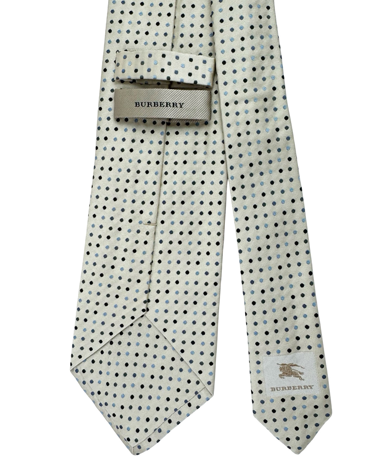 Burberry Tie White-Silver Blue Navy Dots