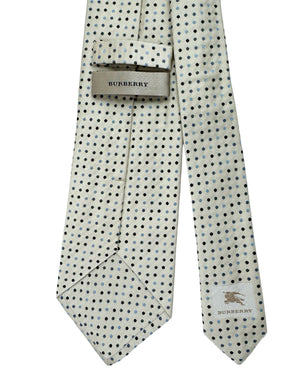 Burberry Tie White-Silver Blue Navy Dots