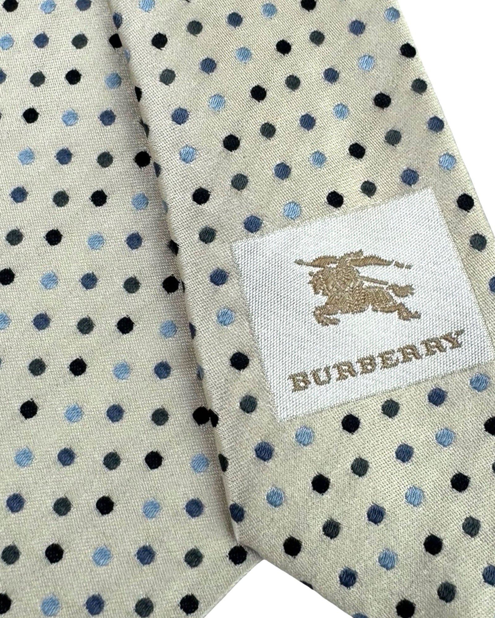 Burberry Tie White-Silver Blue Dots