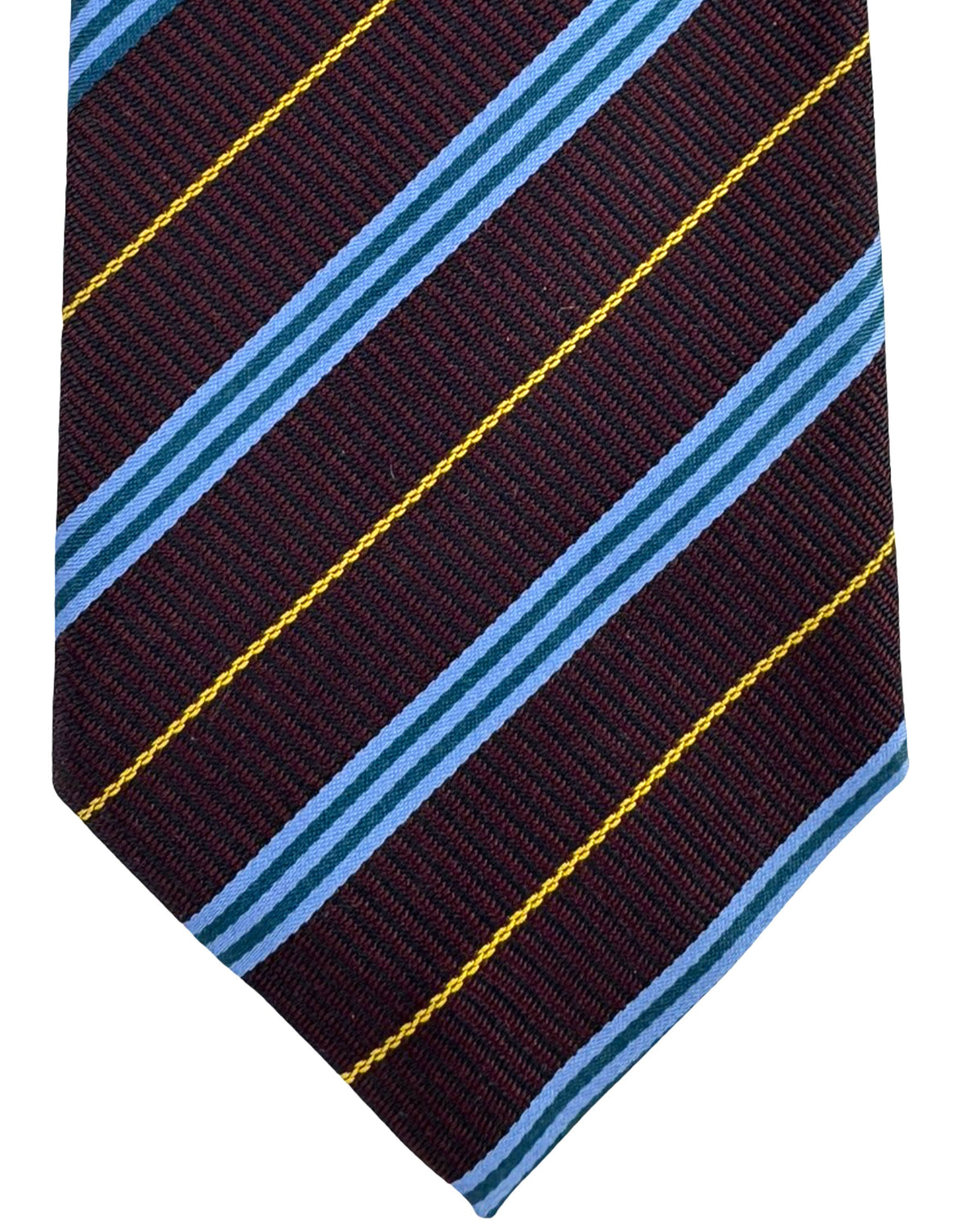 Burberry Tie Maroon Blue Stripes Design