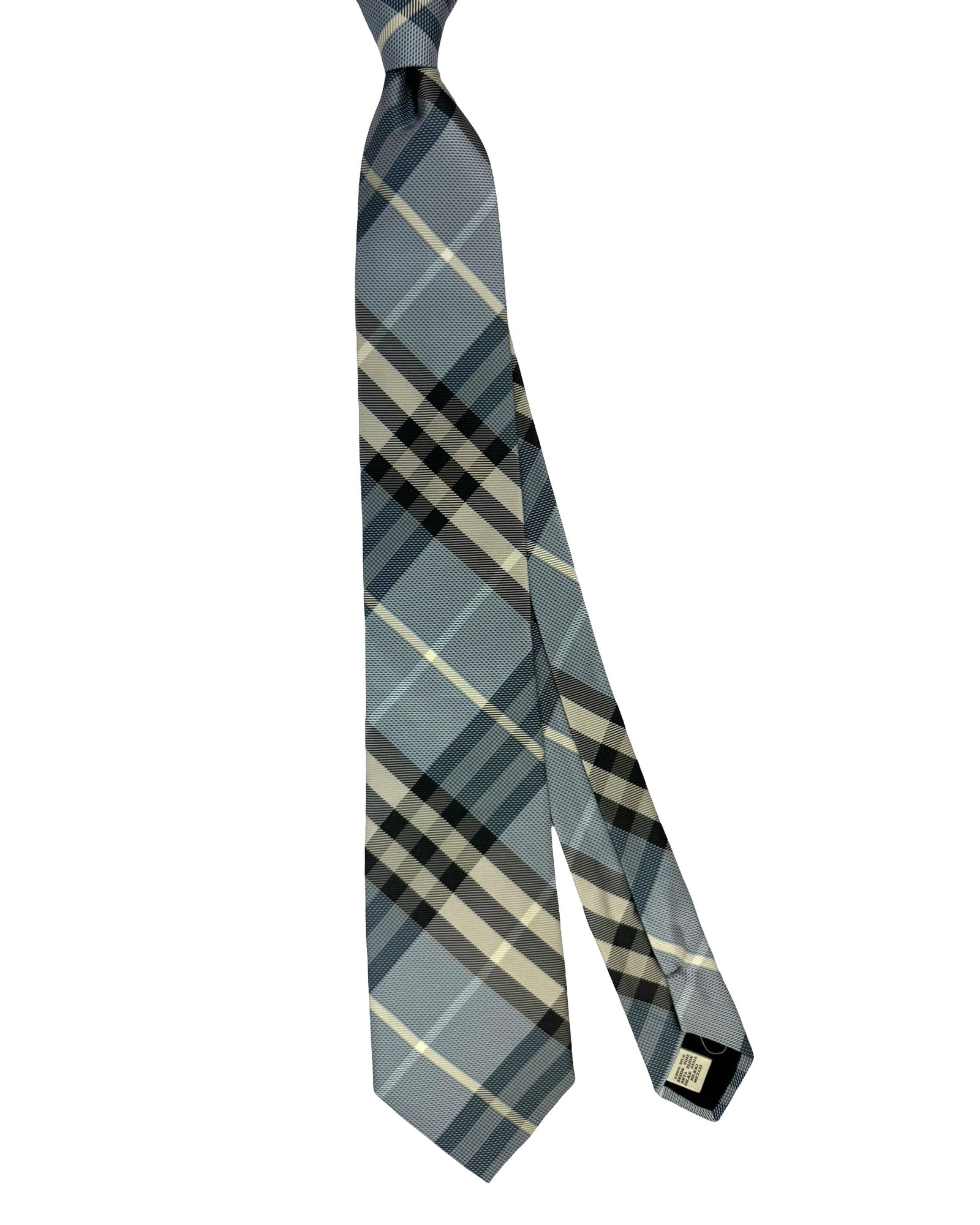 Burberry Tie Gray Blue Check Plaid Design