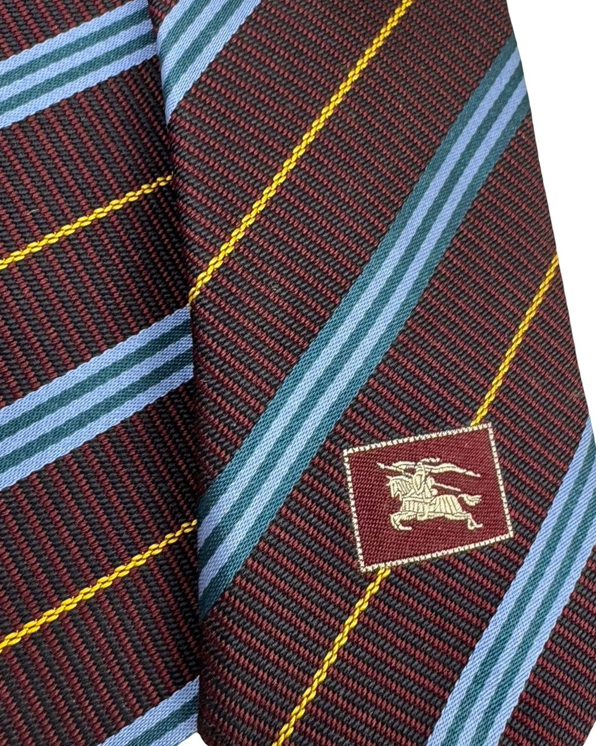 Burberry Tie Maroon Blue Stripes Design