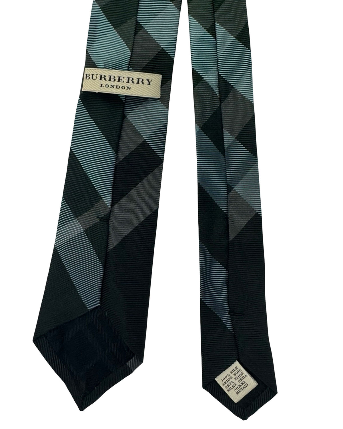 Burberry Skinny Tie Black Check Plaid