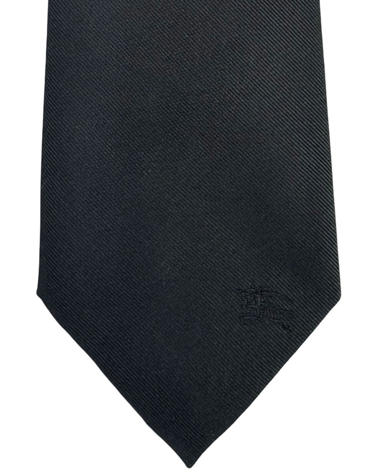Burberry Tie Solid Gray Grosgrain