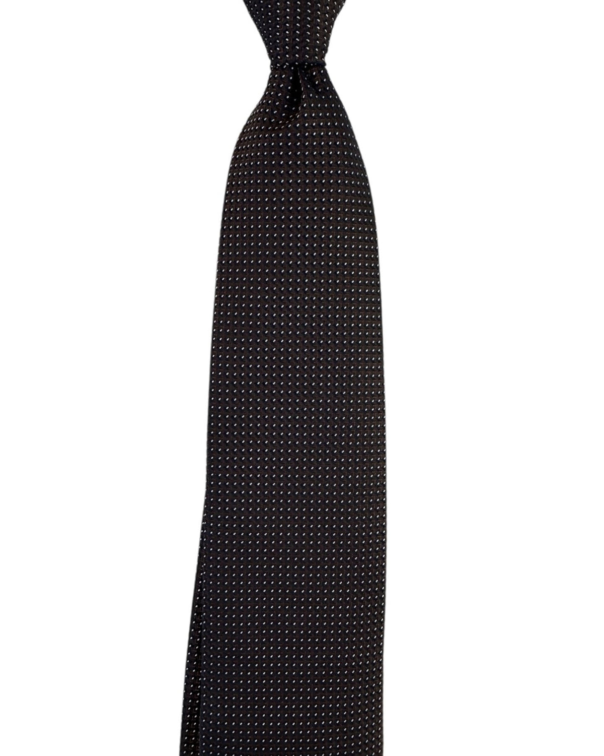 Canali Tie Chocolate Brown Silver Micro Dots SALE