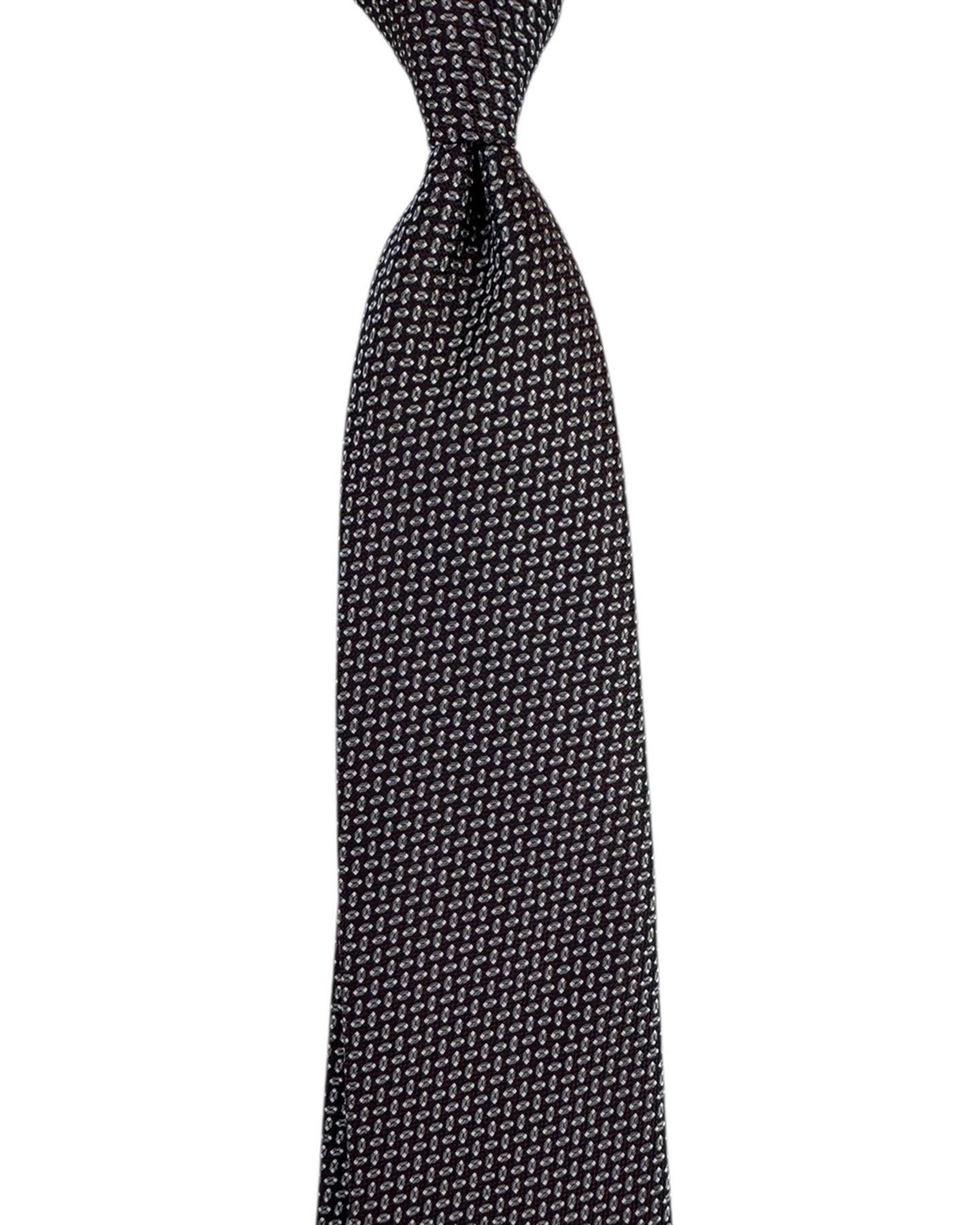 Canali Tie Black Diagonal Pin Stripe Micro Pattern