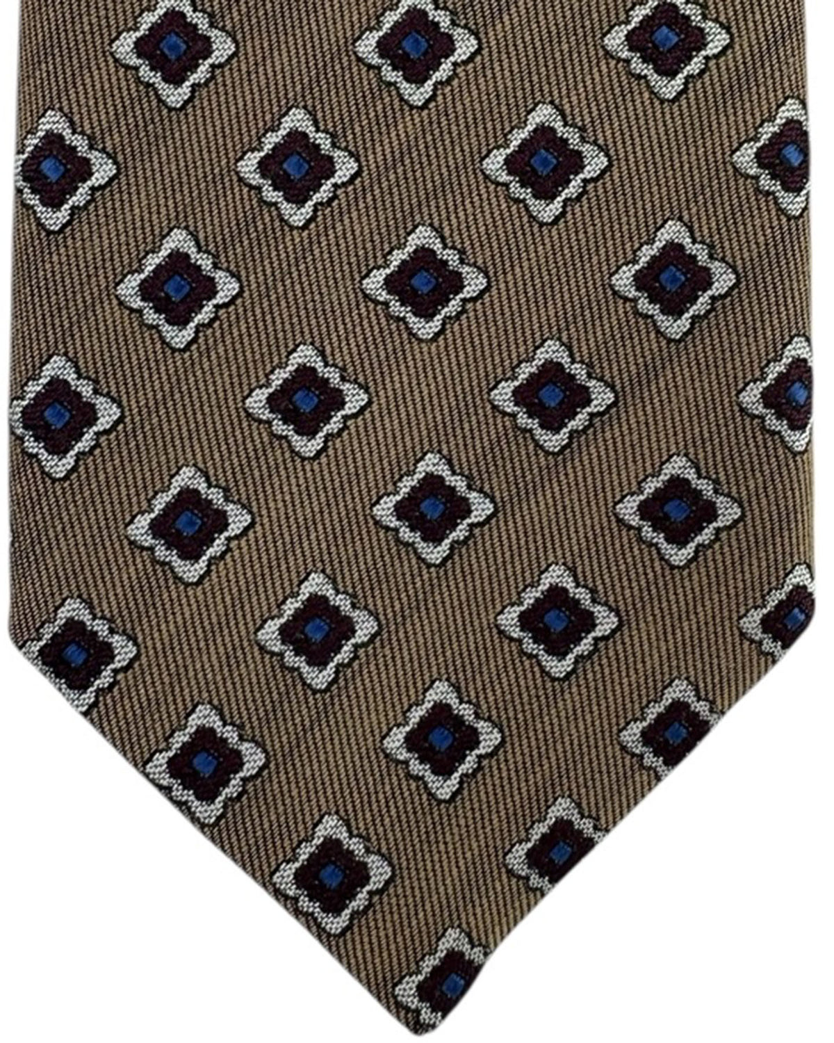 Canali Tie Taupe Diamond Medallions - Wool Silk
