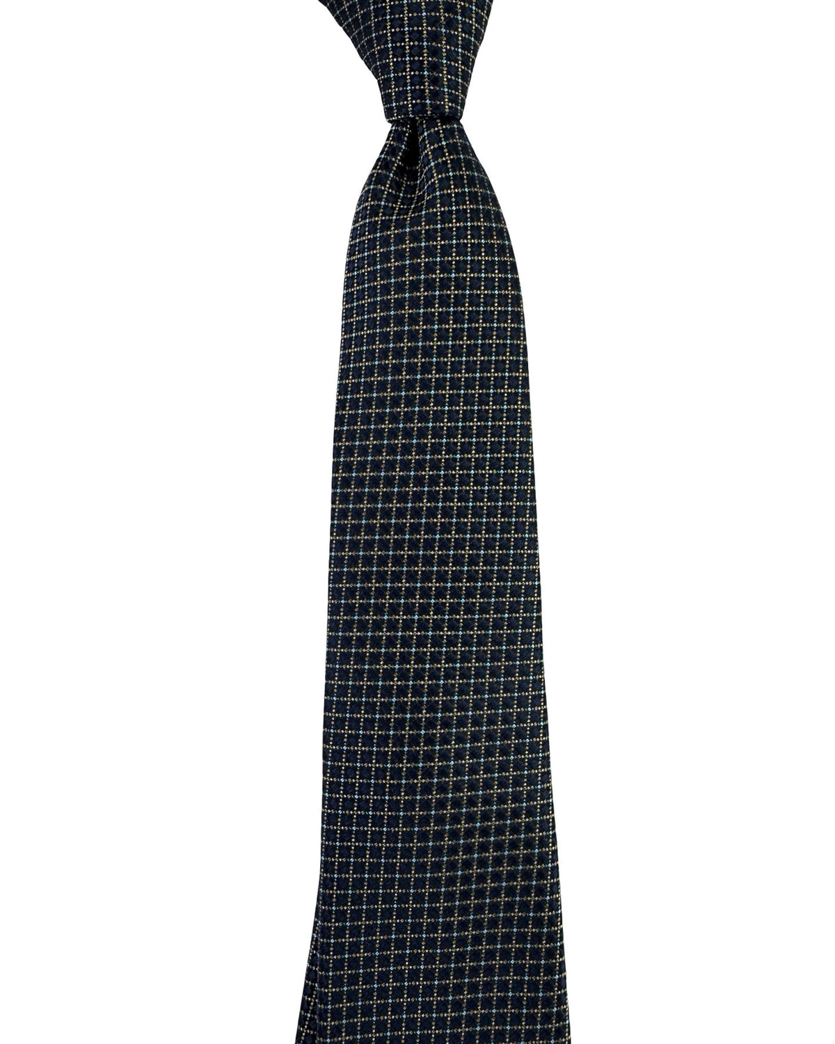 Canali Tie Midnight Blue Olive & Teal Micro Check Pattern