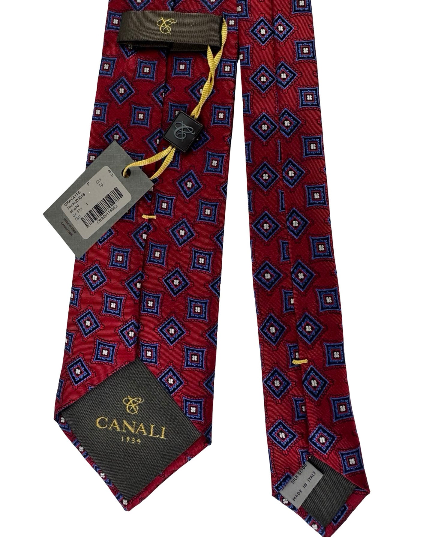 Canali Tie Red Blue Medalion Pattern