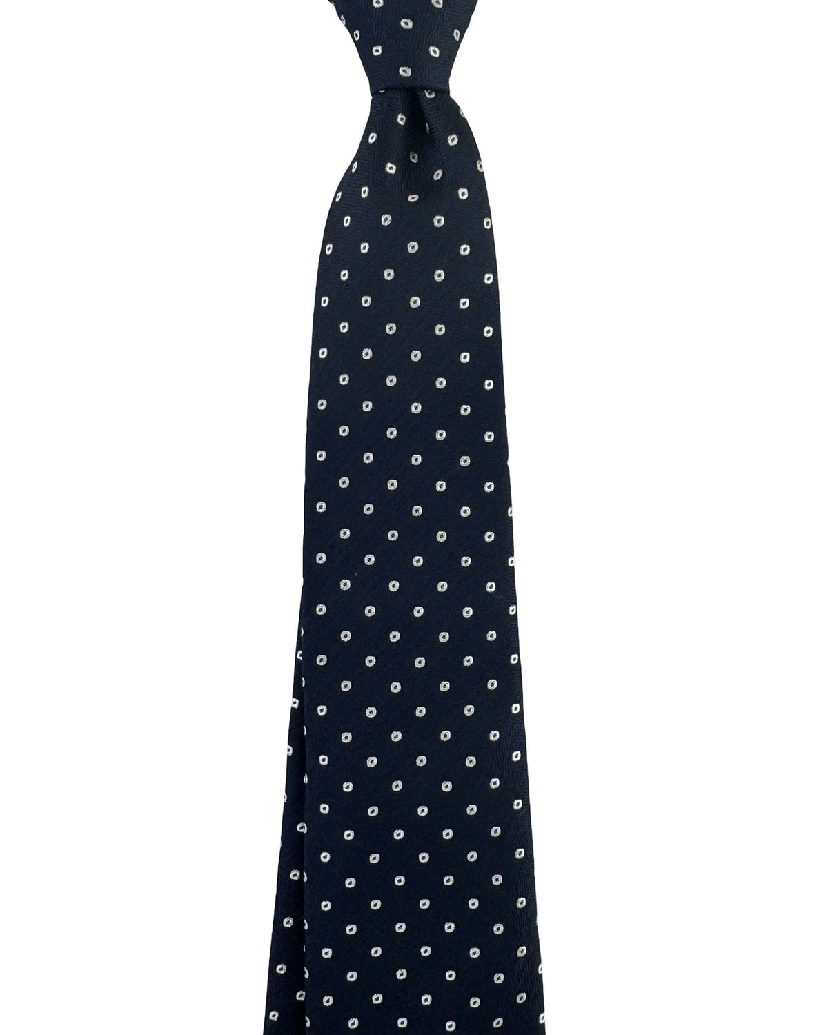 Canali Tie Dark Blue Silver Geometric Mini Circles