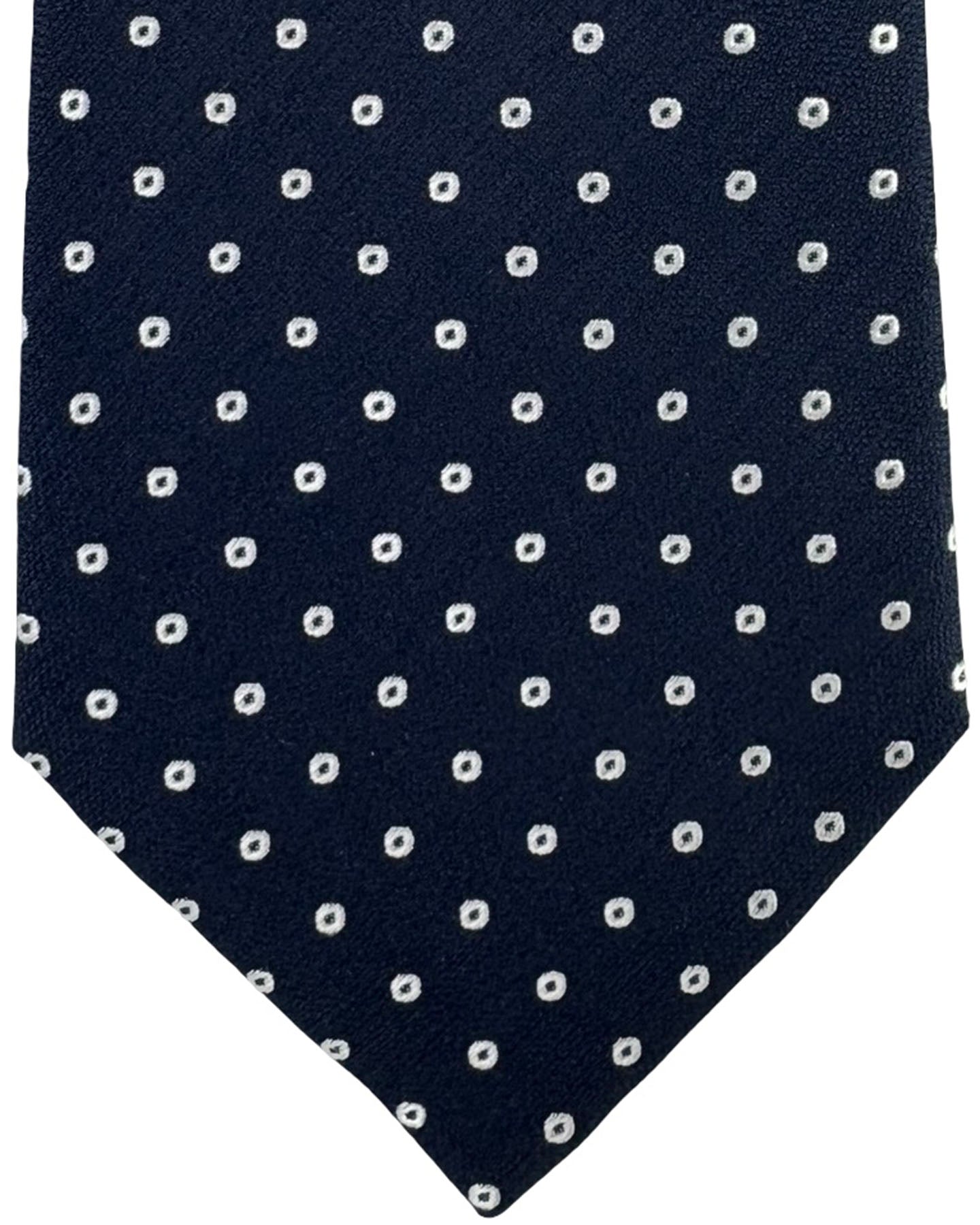 Canali Tie Dark Blue Silver Geometric Mini Circles
