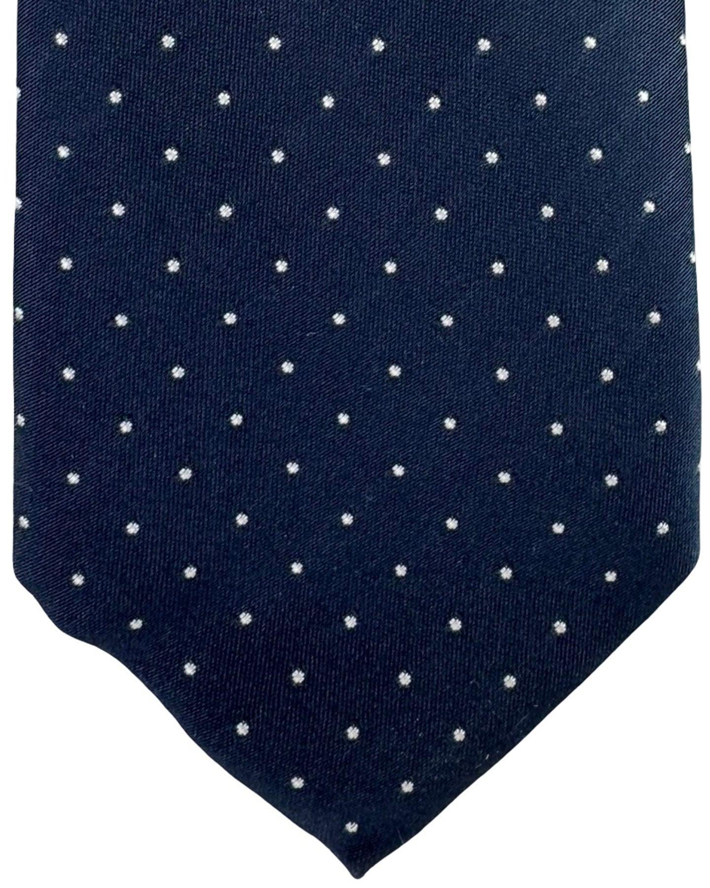 Canali Tie Dark Blue White Micro Dot Pattern