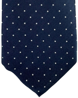 Canali Tie Dark Blue White Micro Dot Pattern