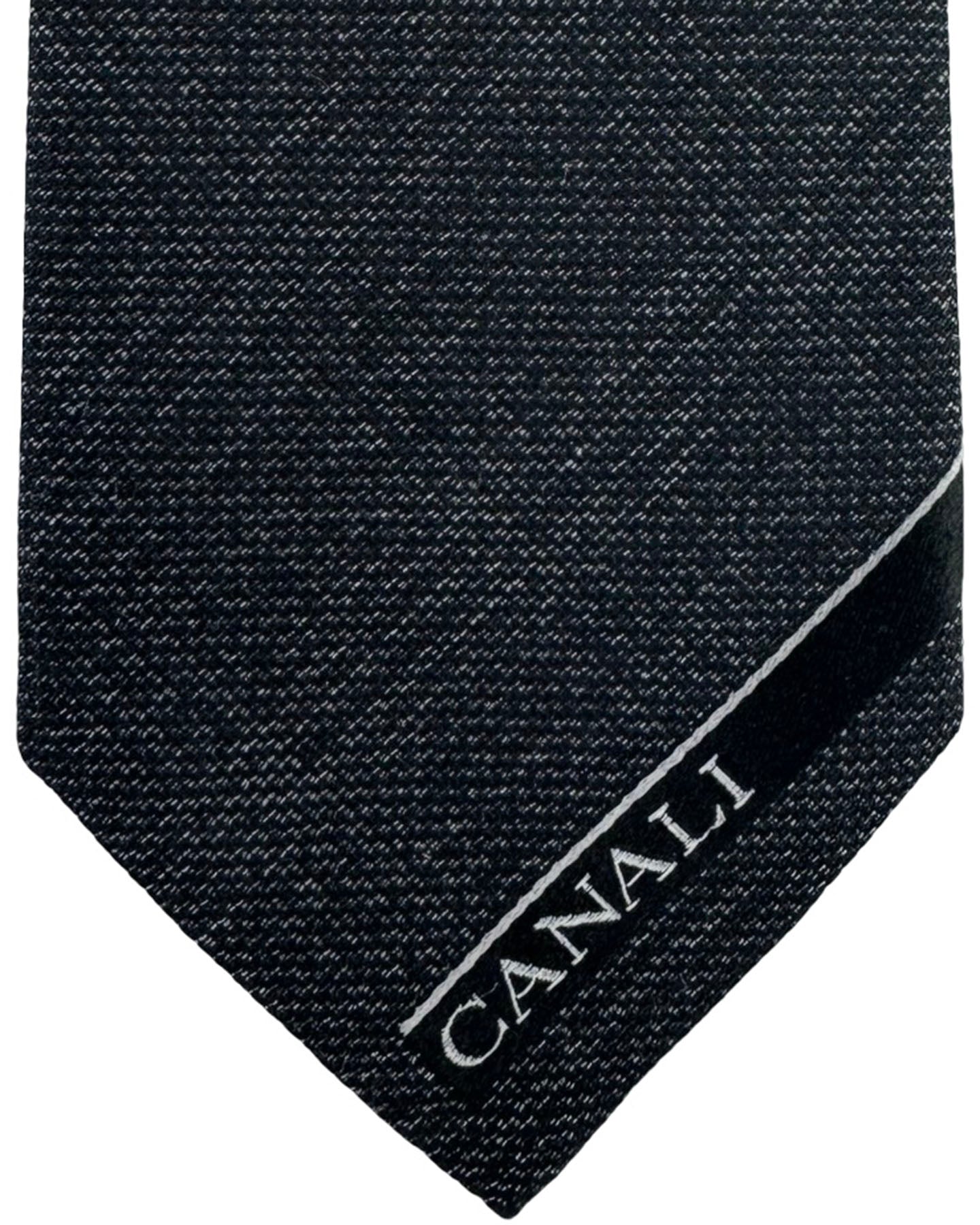 Canali Tie Black Silver logo Design