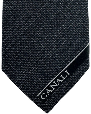 Canali Tie Black Silver logo Design