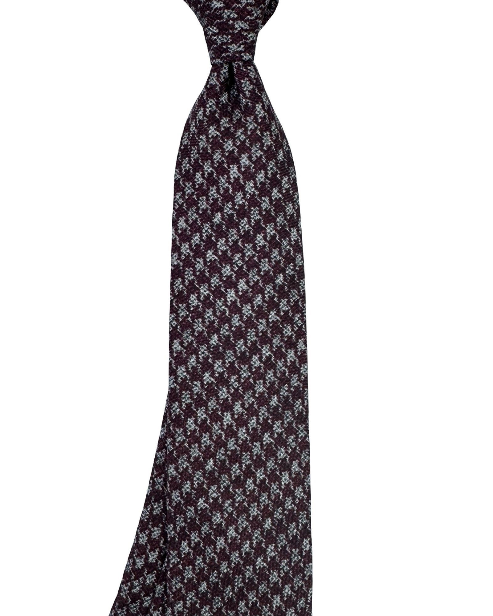 Canali Tie Maroon Gray Houndstooth