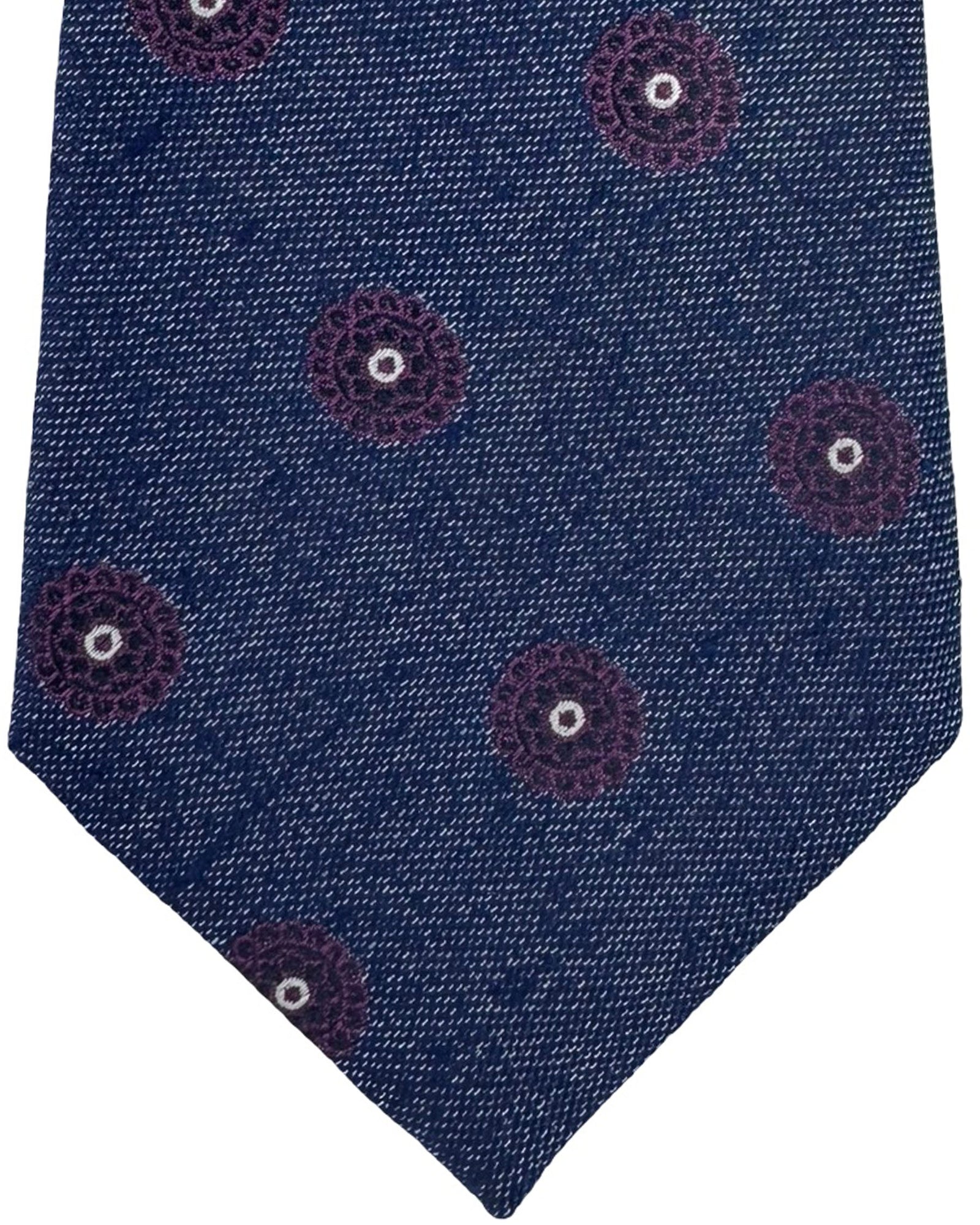 Canali Tie Dark Blue With Purple Medallions