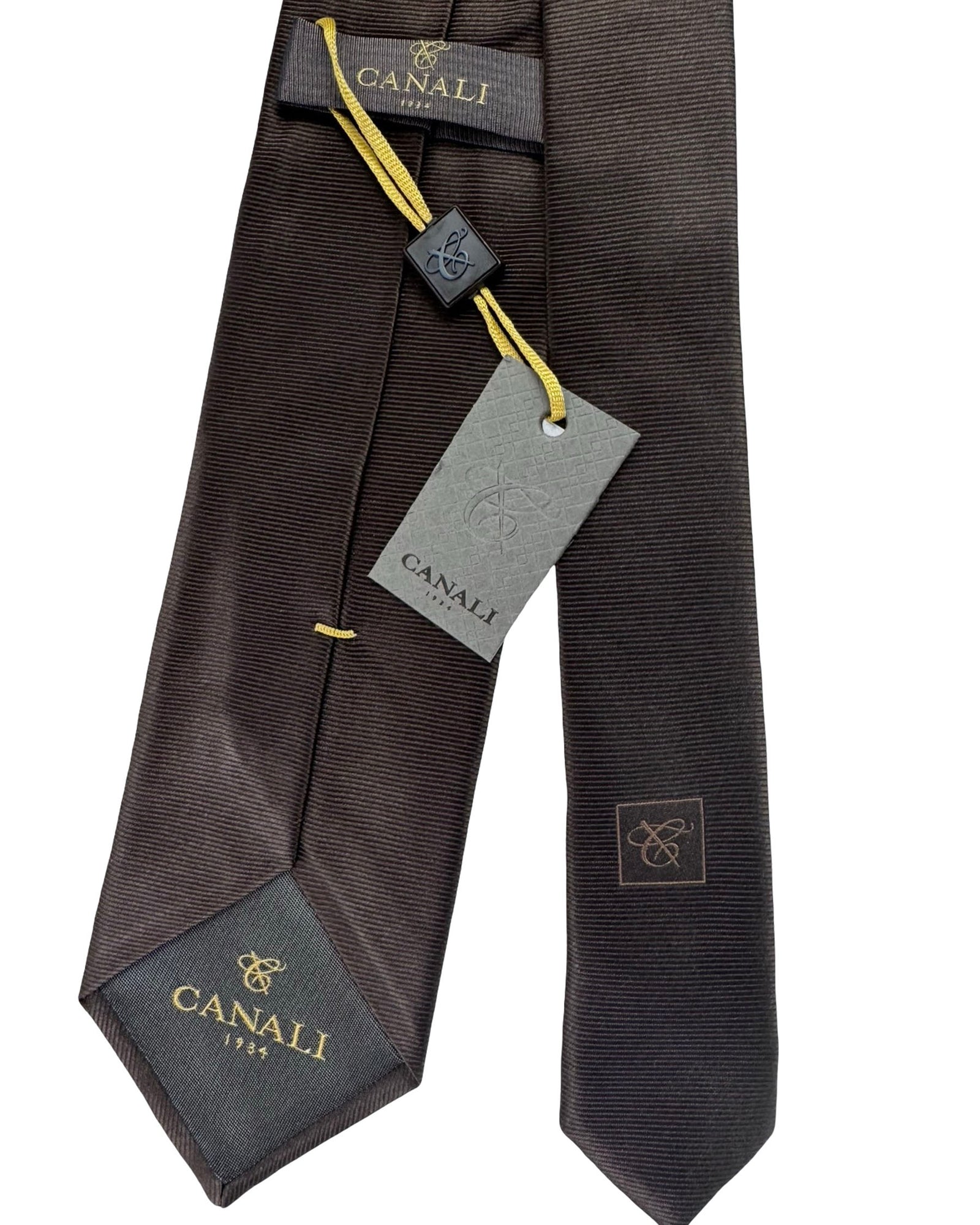 Canali Tie Solid Brown Grosgrain