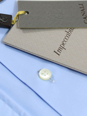 Canali Dress Shirt Blue Modern Fit 41 - 16 Impeccable